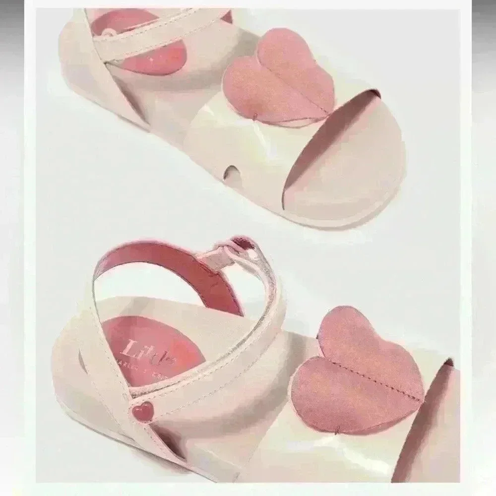 CHARLES & KEITH PINK HEART-MOTIF ANKLE STRAP SANDALS size 21/5.5